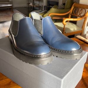 Want Les Essentiels Navy Blue black Valdez block heel chunky loafer 39 8 8.5 9